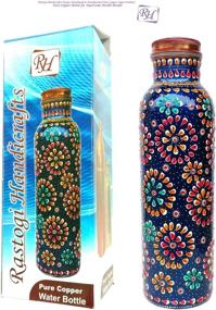 img 3 attached to 🔵 Rastogi Handicrafts Pure Copper Hand Painted Bottle Blue - 33oz/950ml Capacity - Ideal for Water Storage & Yoga