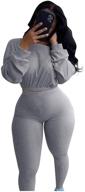 👚 women's ribbed 2-piece long sleeve crop top and skinny long pants sweatsuit set - trendy tracksuit ensemble logo