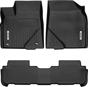 img 4 attached to OEDRO 2014-2019 Toyota Highlander Floor Mats - Black TPE All-Weather Guard for 1st and 2nd Row: Front, Rear, Full Set Liners