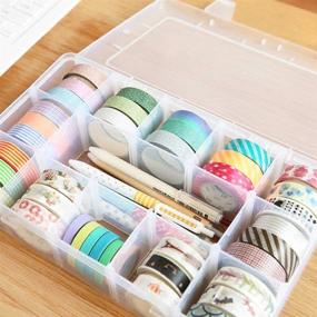 img 1 attached to 🗄️ Versatile 15-Compartment Grid Slot Plastic Storage Box: Ideal Organizer for Jewelry, Beads, Washi Tape, Art Supplies, and Stickers