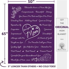 img 3 attached to 💜 I Love You Mom Gift Blanket - Birthday, Mother's Day, or Christmas Presents: Unique Mom Gifts from Daughter or Son - Super Soft Throw 50"x 65" (Purple)