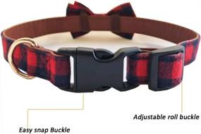 img 3 attached to WWL's Bowtie Dog Collar: Plaid, Adjustable, Comfortable, Soft PU Leather Collars for Small, Medium, and Large Dogs