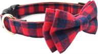 wwl's bowtie dog collar: plaid, adjustable, comfortable, soft pu leather collars for small, medium, and large dogs logo