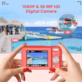 img 2 attached to Red Toberto Digital Camera - 1080P HD Vlogging LCD Mini Camera with 16X Zoom, 36MP Digital Point and Shoot Camera Video Camera, Ideal for Kids, Students, Beginners, Beauty Face