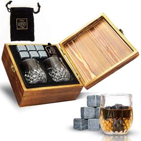 img 4 attached to 🥃 Premium Whiskey Stones Gift Set: 6 Granite Ice Stones with Shot Glasses and Elegant Wood Box - Perfect Chilling Stones for Scotch, Whiskey, Bourbon, Tequila, Vodka, Rum, Wine