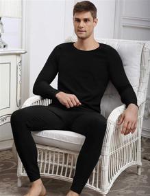 img 2 attached to 🧥 Heavyweight Fleece Lined Cotton Thermal Underwear Set for Men by COLORFULLEAF - Long Johns