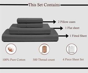 img 1 attached to Twin-XL Sheets with Extra Deep Pockets - 15 Inch, 500 Thread Count, 100% Cotton - White Solid Luxury Sheet Set with Long Staple Cotton Bedsheet and Pillow Cover - Sateen Finish, Soft & Breathable - 4 Piece Set