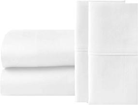 img 2 attached to Twin-XL Sheets with Extra Deep Pockets - 15 Inch, 500 Thread Count, 100% Cotton - White Solid Luxury Sheet Set with Long Staple Cotton Bedsheet and Pillow Cover - Sateen Finish, Soft & Breathable - 4 Piece Set