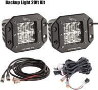 🦎 lizard go flush mount led pods light with wiring harness kit-2pack, 60watt back up bumper mounting light diffused flood beam for trucks (60w flood - flush mount, 20ft wiring harness) logo