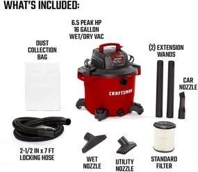 img 1 attached to 🧹 CRAFTSMAN CMXEVBE17595 16 Gallon Wet/Dry Vac: Powerful Heavy-Duty Shop Vacuum with Attachments for Versatile Cleaning