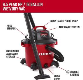 img 2 attached to 🧹 CRAFTSMAN CMXEVBE17595 16 Gallon Wet/Dry Vac: Powerful Heavy-Duty Shop Vacuum with Attachments for Versatile Cleaning