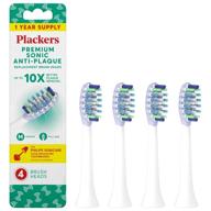 🪥 plackers premium sonic anti-plaque replacement brush heads - 1 year supply, blue (4 count) - compatible with philips sonicare click-on electric toothbrushes logo