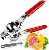 🍋 304 stainless steel manual lemon squeezer citrus juicer - 2-in-1 professional juice extractor with non-slip silicone handles, rustproof metal hand press juicer and fruit handheld peeler logo