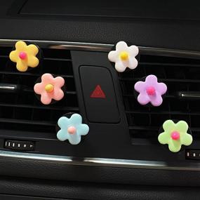 img 1 attached to Vibrant Flowers Car Air Vent Clips: Cute Daisy Car Interior Decoration Accessories for Girls & Women - Colorful Car Charm Air Freshener (Light)