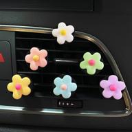 vibrant flowers car air vent clips: cute daisy car interior decoration accessories for girls & women - colorful car charm air freshener (light) logo