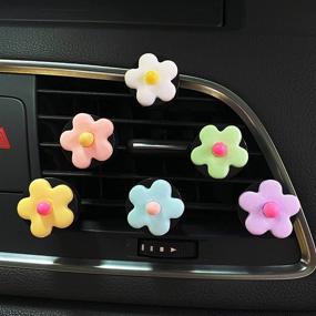 img 4 attached to Vibrant Flowers Car Air Vent Clips: Cute Daisy Car Interior Decoration Accessories for Girls & Women - Colorful Car Charm Air Freshener (Light)