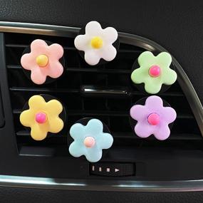 img 2 attached to Vibrant Flowers Car Air Vent Clips: Cute Daisy Car Interior Decoration Accessories for Girls & Women - Colorful Car Charm Air Freshener (Light)