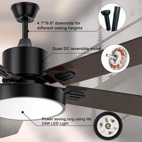 img 1 attached to Modern Ceiling Fan with Lights, 52-inch Reversible DC Motor - Black | Ideal for Company Office, Living Room, Bedroom, Dining Room | Indoor Ceiling Fans by Obabala Company