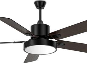 img 4 attached to Modern Ceiling Fan with Lights, 52-inch Reversible DC Motor - Black | Ideal for Company Office, Living Room, Bedroom, Dining Room | Indoor Ceiling Fans by Obabala Company