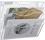 🐔 white metal chicken wire magazine rack 3 tier - easepres mail organizer wall mount hanging file holder storage logo