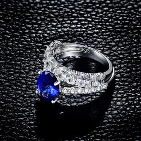 img 1 attached to 💍 BONLAVIE 925 Серебряное свадебное кольцо для женщин: блестящий овальный кубический цирконий 1 кт в белом цвете, размеры 5-10.