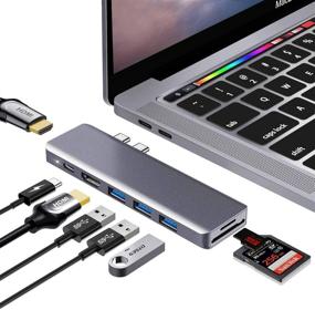 img 1 attached to 🔌 ANWIKE USB C HUB Docking Station for MacBook Pro/Air 2019-2016 - Dual 4k HDMI, USB-C PD, 3 USB 3.0, SD/TF Card Reader
