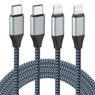 🔌 10ft 2 упаковки usb c в кабель lightning, сертифицированный mfi быстрая зарядка iphone sync nylon оплетенный кабель зарядки type c - совместим с iphone 13/13 mini/13 pro max/12/12 pro max/11/11 pro/11 pro max/xs/xs max - 20w логотип