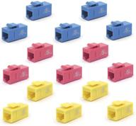 🔌 15-pack vce ul listed cat6 keystone coupler rj45 female to female insert coupler utp keystone inline coupler in blue, red, and yellow logo