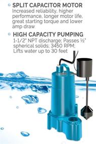 img 2 attached to 🏡 Barnes SP33VF Submersible Cast Iron Sump Pump - 1/3 HP, 3,000 GPH, 10ft Cord, Mechanical Float Switch, For Residential Use