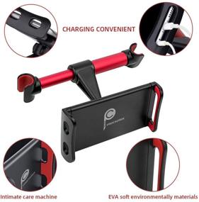 img 2 attached to 📱 Red Car Tablet Holder - 360° Rotating Car Headrest Mount with Charging - Convenient Detachable Car Back Seat Bracket - Universal for 4.4~11" iPad, iPhone, Smartphones, Switch, Tab, E-Reader