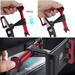 img 3 attached to 📱 Red Car Tablet Holder - 360° Rotating Car Headrest Mount with Charging - Convenient Detachable Car Back Seat Bracket - Universal for 4.4~11" iPad, iPhone, Smartphones, Switch, Tab, E-Reader