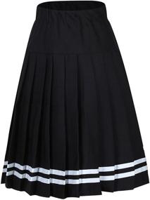img 3 attached to 👗 Plaid Pleated Skirt for Women - Elastic waistband, Ideal for School Uniform