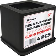 🛏️ iprimio bed and furniture square risers - 3 inch rise size, compatible with leg width up to 2.5 inches - protects floors from scratches and cracks - features durable rubber bottom - ideal for wood and carpet surface (black set of 4) logo