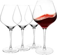 coymos 28 ounce burgundy wine glasses: elegant set of 4 lead-free 🍷 crystal clear glass, stemmed tall wine glass perfect for parties, housewarming, anniversaries, christmas, etc. логотип