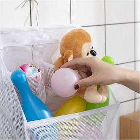 img 1 attached to ALYER Hanging Mesh Bath Toy Organizer Bag: Convenient Shower Storage Solution with Sturdy Hanger (White)