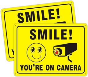 img 4 attached to WZTHGA 2 Pack Smile Your On Camera Signs- 9