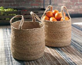 img 3 attached to 🧺 Brayton Jute 2-Piece Braided Basket Set by Signature Design, Light Brown - Enhanced SEO