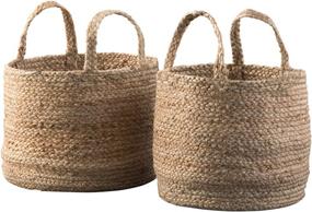 img 4 attached to 🧺 Brayton Jute 2-Piece Braided Basket Set by Signature Design, Light Brown - Enhanced SEO