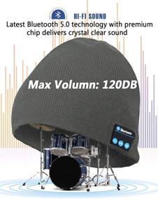 img 3 attached to 🎧 Men's Upgraded Bluetooth Beanie Hat with Built-in Stereo Speaker - Winter Music Hat, Headphones, and Christmas Tech Gift for Men, Dad, Teen Boys - Grey Knit Beanie - Stocking Stuffers