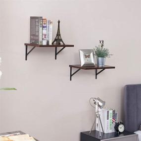 img 1 attached to 🔖 Walnut Brown Floating Shelves by SUPERJARE - Set of 2 Wide Display Ledges with Large Storage for Room/ Kitchen/ Office