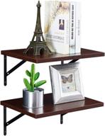 🔖 walnut brown floating shelves by superjare - set of 2 wide display ledges with large storage for room/ kitchen/ office logo