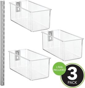 img 3 attached to 🗄️ mDesign Clear Plastic Wall Mount Bins with Metal Hanging Bar - Adjustable Bins for Closet Organization - Ideal for Storing Belts, Leggings, Shoes, Purses, Scarves - Set of 3 Bins (5 inch)