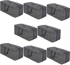 img 4 attached to VENO Extra Large Moving Bags - Heavy Duty with Backpack Straps, Strong Handles & Zippers, Space Saving Storage Totes, Fold Flat, Eco-Friendly Material (Windowpane - Set of 8)