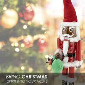 img 1 attached to 🏾 African American Santa 14-inch Traditional Wooden Nutcracker - Clever Creations, Ideal Festive Christmas Décor for Shelves and Tables
