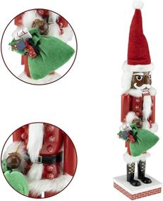 img 2 attached to 🏾 African American Santa 14-inch Traditional Wooden Nutcracker - Clever Creations, Ideal Festive Christmas Décor for Shelves and Tables