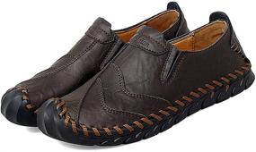 img 3 attached to Awanxy Loafers Leather Driving Stitching Men's Shoes in Loafers & Slip-Ons