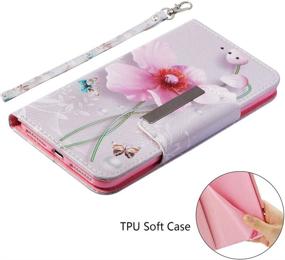 img 2 attached to 🌸 Stylish JanCalm iPhone 8 Plus Wallet Case with Stand Feature - Premium Flower Pattern Protective PU Leather Cover for iPhone 8 Plus/7 Plus - Includes Card Slot, Wrist Strap, and Crystal Pen