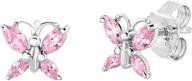 🦋 sparkling simulated birthstone butterfly stud earrings: .925 sterling silver for girls logo