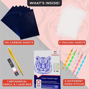 img 3 attached to 📝 Raimarket Carbon Paper for Tracing - 112 Pcs Set with 5 Tracing Paper for Sewing Patterns and Wood, 1 Pencil and Lead Box, 5 Stylus - A4 Size (9 X 13") Graphite Transfer Paper in Blue