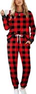 👚 elevate your sleepwear style with xieerduo pajamas: long sleeve crew neck, pockets, tie dye leopard plaid lounge sets for women logo